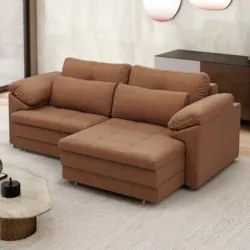Sofá Retrátil 2 Lugares Para Sala 175cm Dijon Couro Mel S07 - Mpozenat