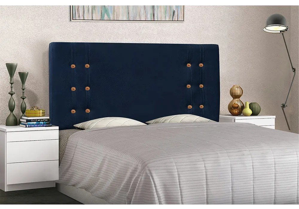 Cabeceira Gênova Para Cama Box Queen 160 cm Suede Azul Marinho - D'Rossi