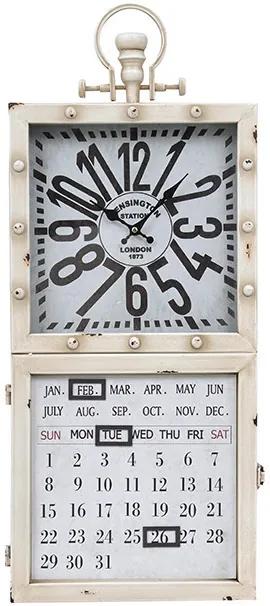 Relógio Branco com Calendário e Porta Chaves