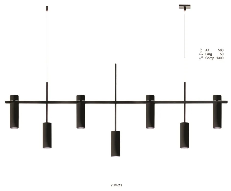 Pendente Trap Retangular 130X05X58Cm Tubos Fixo Assimetricos Metal Alu... (ROSE FOSCO)