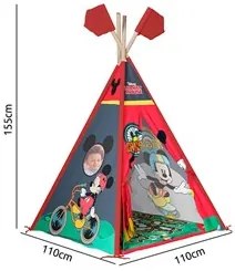 Cabana Infantil Masculina com Tapete Disney Mickey e Pluto P13 Vermelh