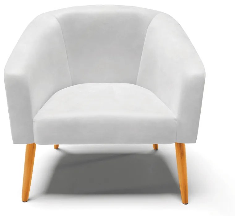Poltrona Decorativa Pé Palito Castanho kit 2 Stella Sintético PU Branco D03 - D'Rossi