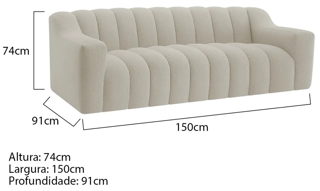 Kit 1 Sofá 150cm 2 Poltrona Luxo Recepção Sala Elegance Linho