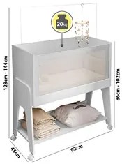 Bedside Multifunção Com Rodízios Amore M08 Branco Acetinado - Mpozenat