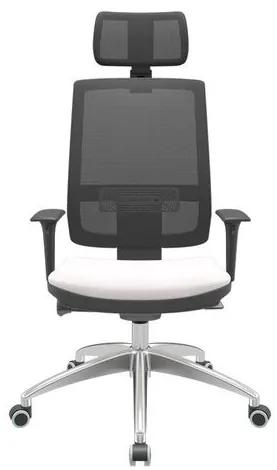Cadeira Office Brizza Tela Preta Com Encosto Assento Vinil Branco Autocompensador 126cm - 63025 Sun House