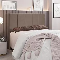 Cabeceira Cama Box Casal King 193cm Pérola W01 Suede Bege - Mpozenato