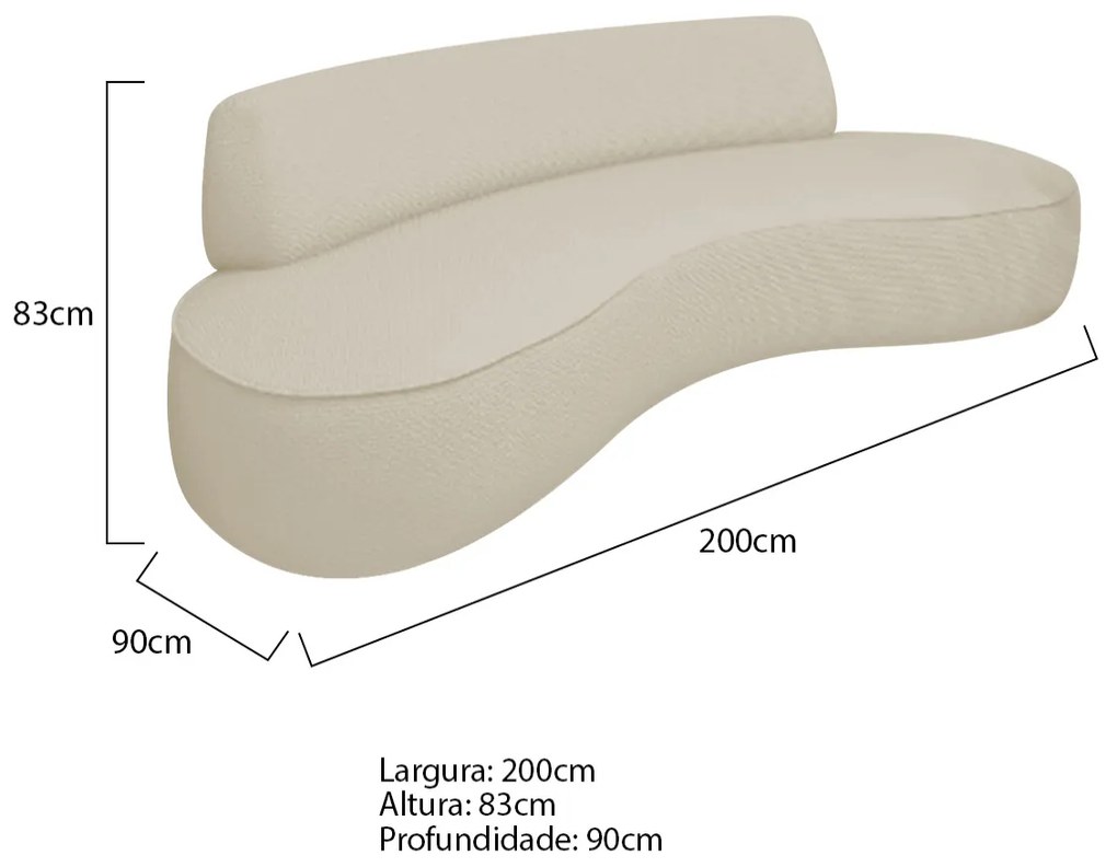 Sofá Curvo 200cm 2 Lugares e 2 Poltrona Amsterdã Bouclé - ADJ Decor