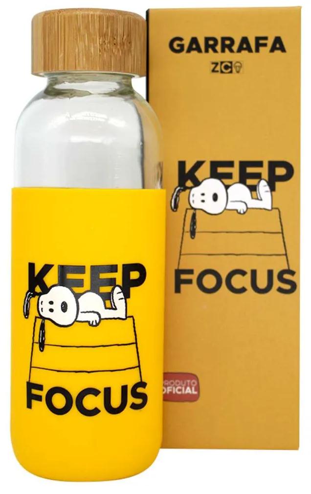 Garrafa de Vidro Snoopy Charlie Brown Keep Focus Mantenha o Foco