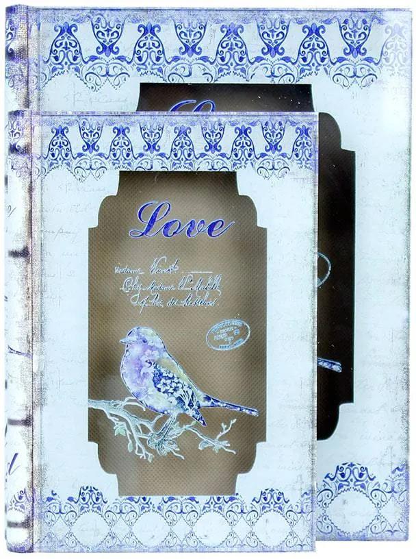 Conjunto 2 Book Box Love Bird com Vidro Oldway - 25x19 cm