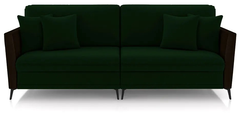 Sofá Living Decorativo Zagreb 2 Lugares 182cm com Almofadas Pés de Ferro Veludo/PU Verde/Marrom G33 - Gran Belo