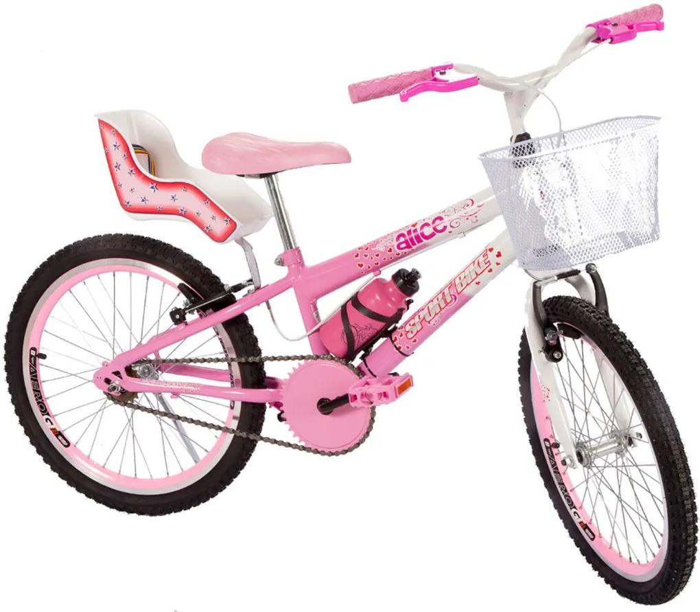 Bicicleta Infantil Aro 20 Alice Com Cadeirinha de Boneca