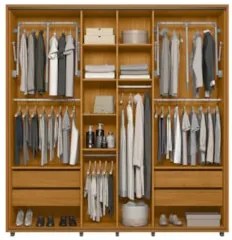 Guarda Roupa Casal 230cm Com Espelho Verbena Cinamomo Z10   - Mpozenat