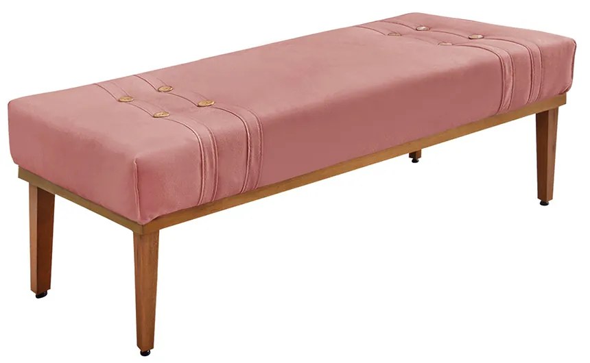 Divã Recamier Banco Base Madeira para Quarto Gênova 90cm Veludo S04 - D'Rossi - Rosa