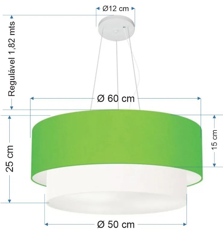 Pendente Cilíndrico Verde Limão e Branco MJ-4082 Para Mesa de Jantar e Estar