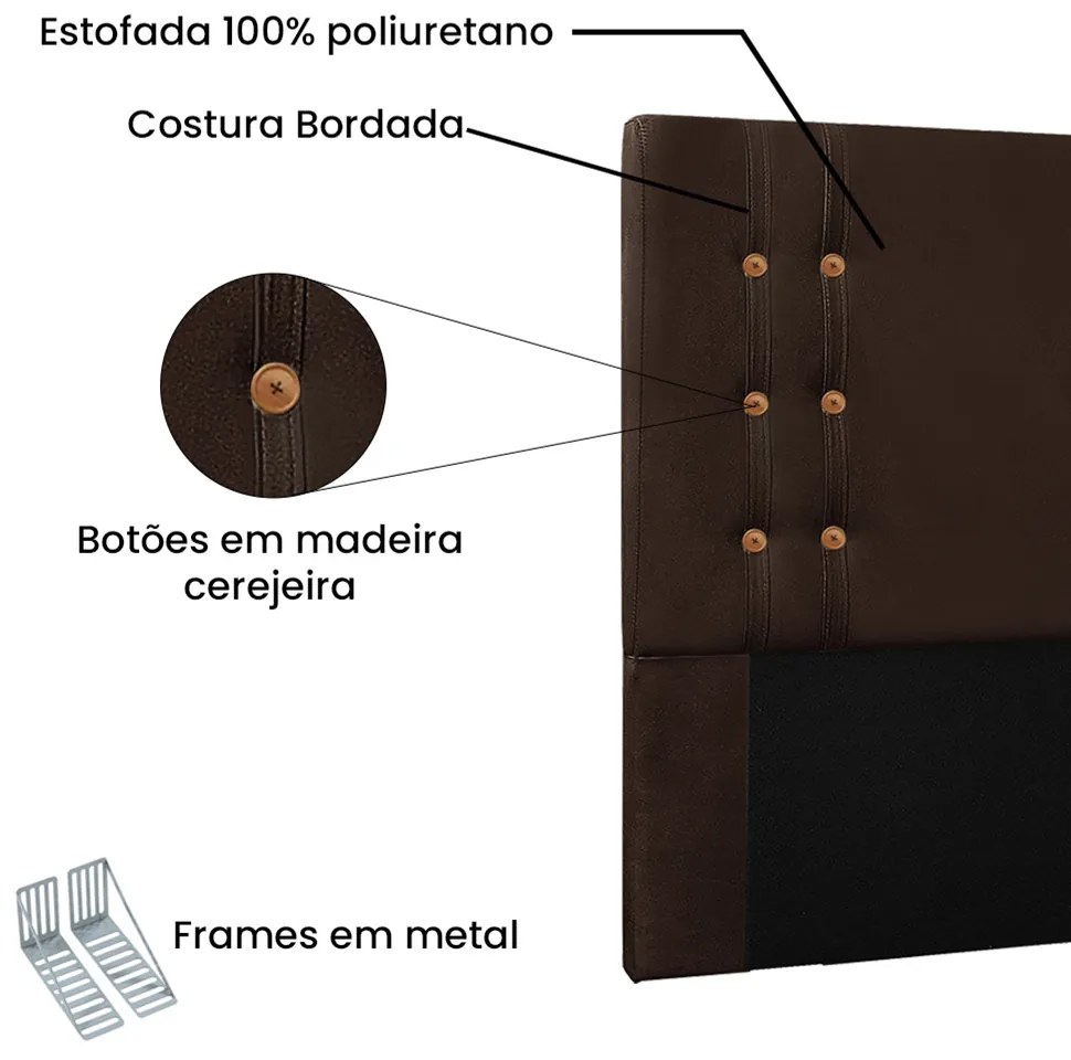 Cabeceira Cama Box Casal 140cm e Recamier Gênova Suede S04 - D'Rossi - Café