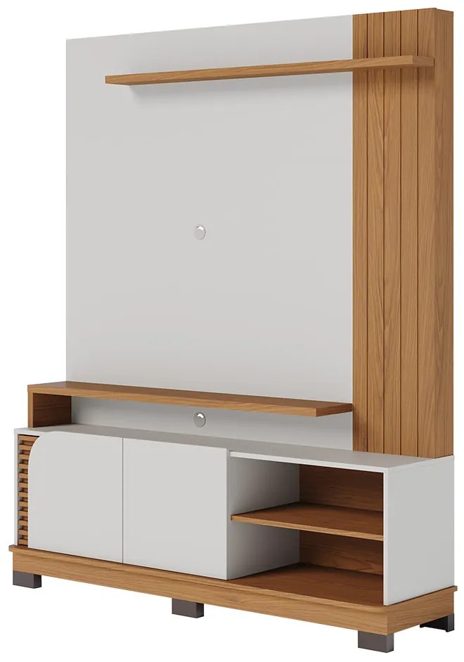 Estante de TV 65 Polegadas 152cm Itaim C04 - D'Rossi - Off White Matte e Freijó