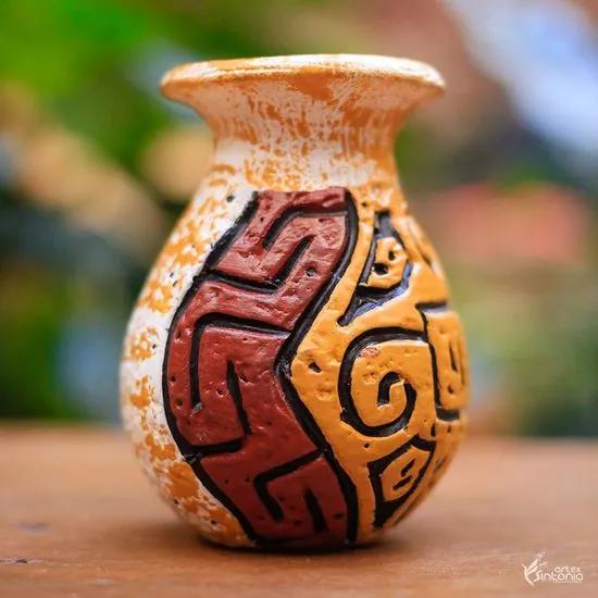 Vaso de Cerâmica "Rupestre" Colorida