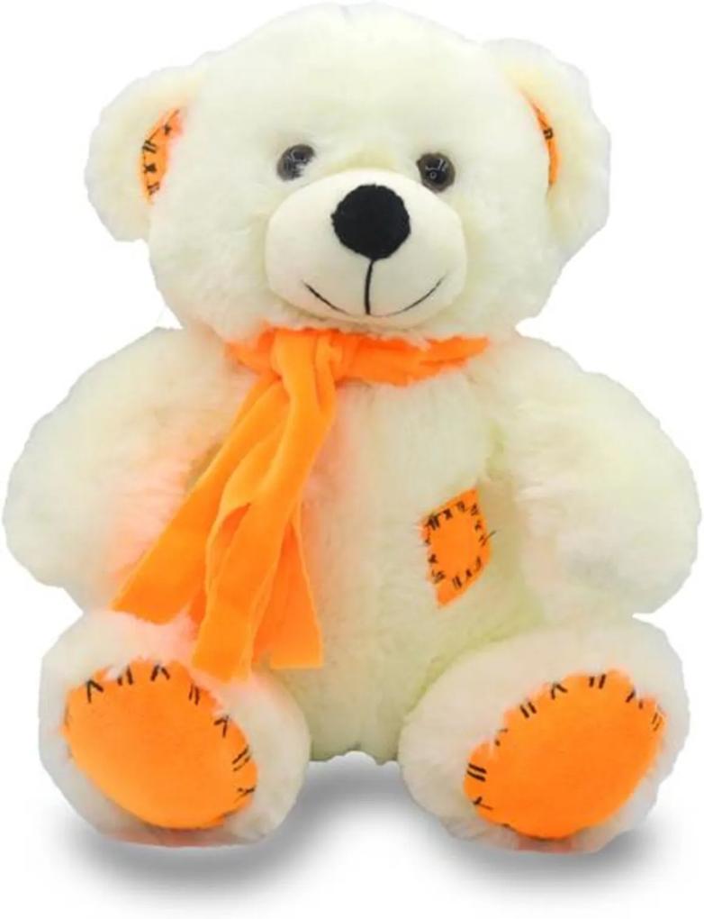 Urso de Pelúcia com Cachecol 35cm - Laranja - Unik Toys