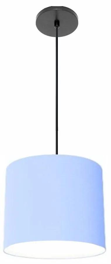 Luminária Pendente Vivare Free Lux Md-4105 Cúpula em Tecido - Azul-Bebê - Canola preta e fio preto