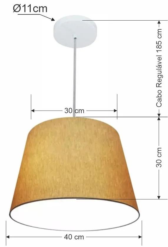 Lustre Pendente Cone Md-4155 Cúpula em Tecido 30/40x30cm Palha - Bivolt