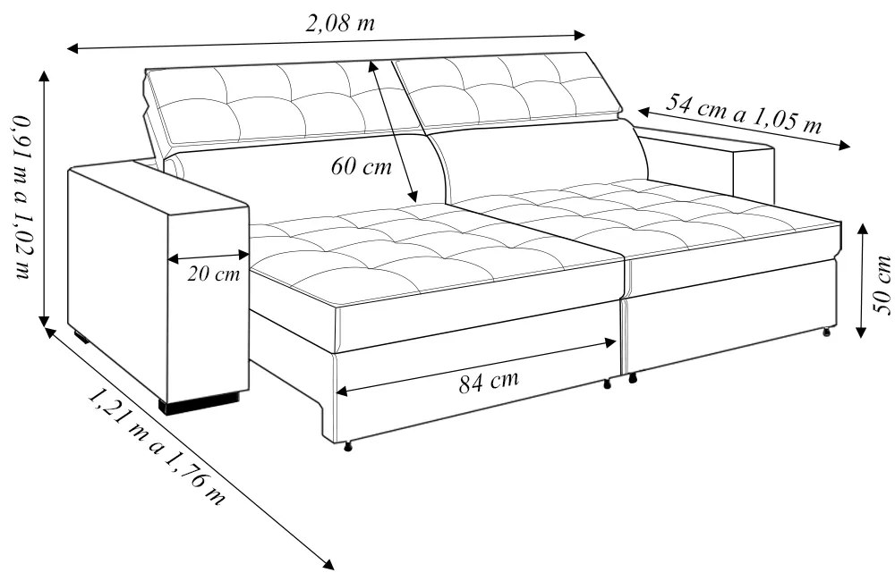 Sofá Decorativo Hugo 2 Lugares 208cm Reclinável e Retrátil Veludo Rosê G45 - Gran Belo