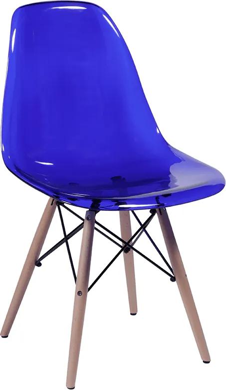 Cadeira Eiffel Eames DSW Policarbonato Azul Translúcido