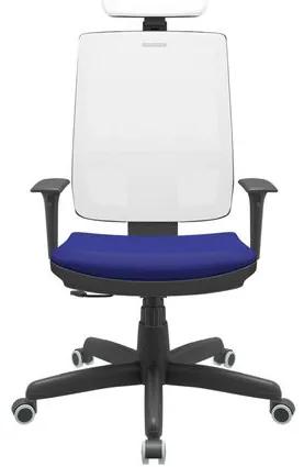 Cadeira Office Brizza Tela Branca Com Encosto Assento Aero Azul RelaxPlax Base Standard 126cm - 63678 Sun House