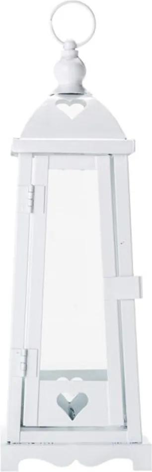 Lanterna Marroquina Heart Branca em Metal - 29x10 cm