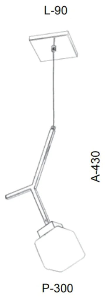 Pendente Three Vidro Quadrado 09X43X30Cm Metal E Cubo 01Xg9 | Old Arti... (LUNA, FOSCO (BRANCO))