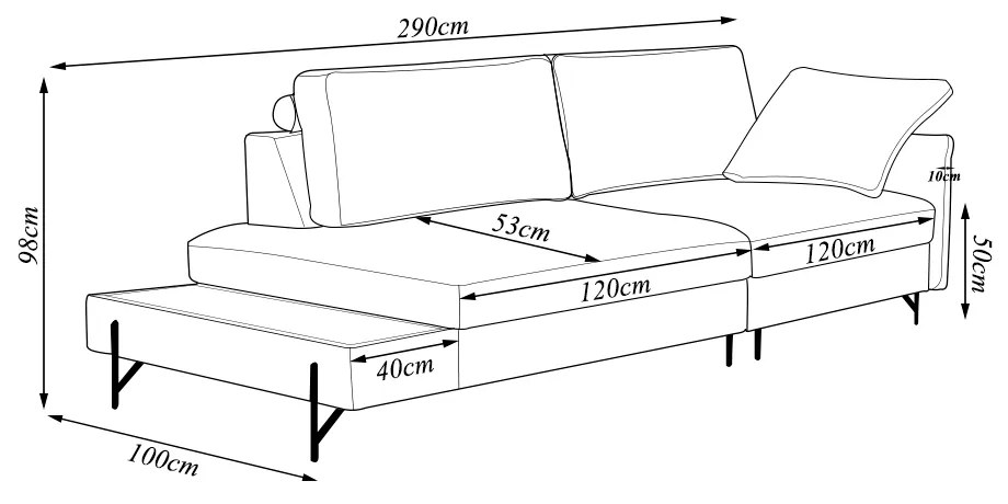 Sofá Sala de Estar Bipartido Living Design Moderno 290cm Mesa Lateral Pés de Ferro Jungle Linho Cinza G93 - Gran Belo