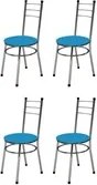 Kit 4 Cadeiras Baixas 0.236 Redonda Cromado/Azul - Marcheli