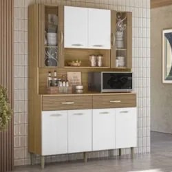 Armário de Cozinha Compacta 121cm Bruna Plus Freijó/Supremo Z06 - Mpoz