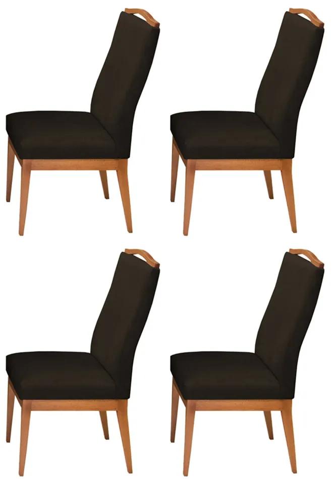 Conjunto 4 Cadeiras Decorativa Lara  Veludo Marrom