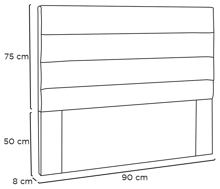 Cabeceira Cama Box Solteiro 90 cm Arles Linho S04 - D'Rossi - Perola