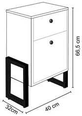 Gaveteiro Home Office 2 gavetas Estilo Industrial New Port F02 Castanh