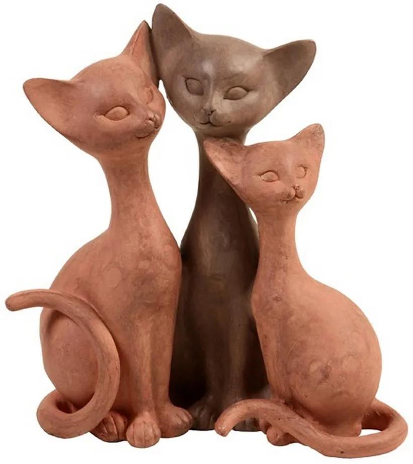 Escultura Decorativa de Resina Trio Felino