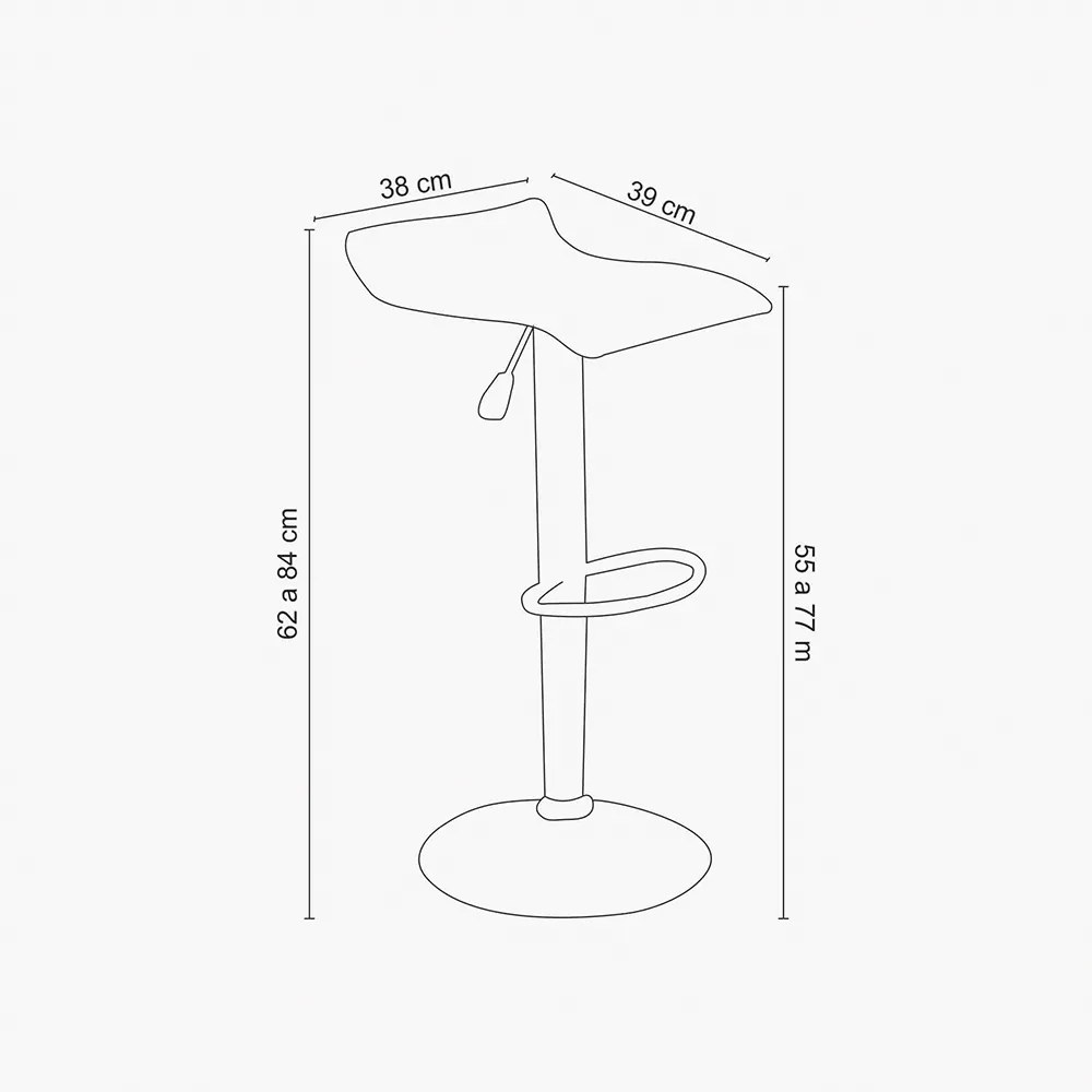 Kit 2 Banquetas Decorativas Hayley PVC c/Regulagem de Altura c/Apoio Para os Pés Base Disco Giratória Branco G56 - Gran Belo
