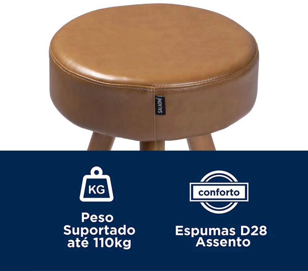 Banco Decorativo Base Madeira Dani Sintético PU Telha S02 - D'Rossi