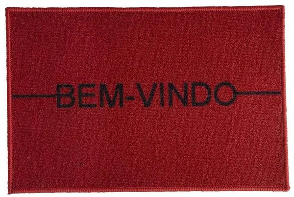 Capacho Bem-Vindo Estampado Corttex Vermelho