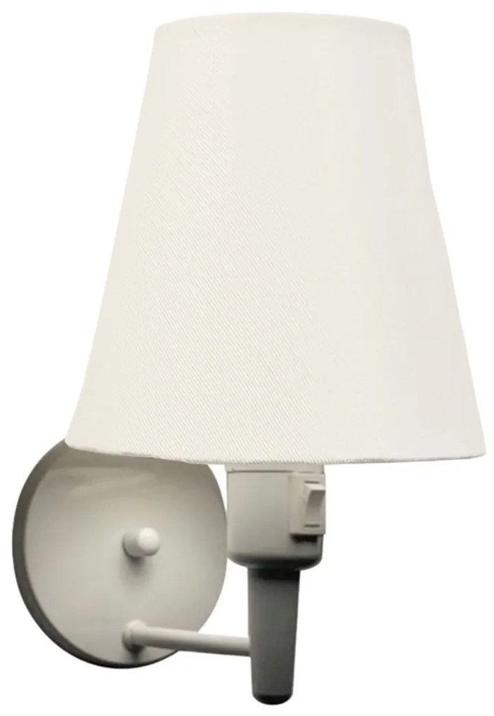 Arandela Cone Vivare Md-2032 Base Branco Com Interruptor Cúpula em Tecido - Bivolt