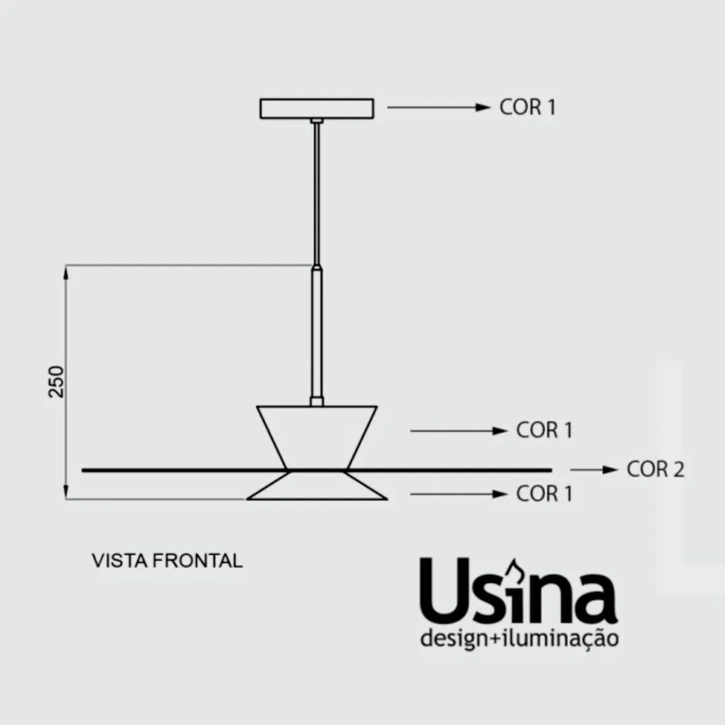 Pendente Tule Ø50X25Cm 1Xmr16 - Usina 25120/50 (BT - Branco Texturizado, Igual a Cor 1)