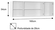 Armário Aéreo de Cozinha Panamá 04 Portas 160cm Branco/Preto - Lumil M