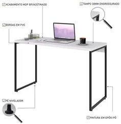 Mesa de Escritório Escrivaninha 120cm Dynamica Industrial C08 Branco C