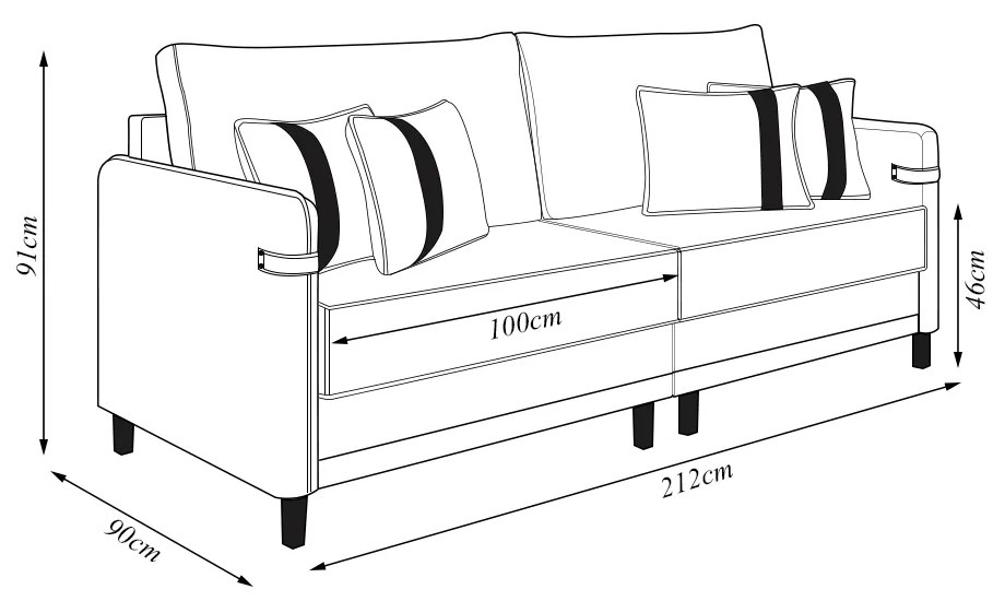 Sofá Living Montecarlo 2 Lugares Bipartido 212cm Pés em Madeira Veludo/PU Grafite/Caramelo G33 - Gran Belo