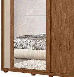 Guarda Roupa Casal com Espelho 221cm Portas Flex Milena A02 Avelã/Fend