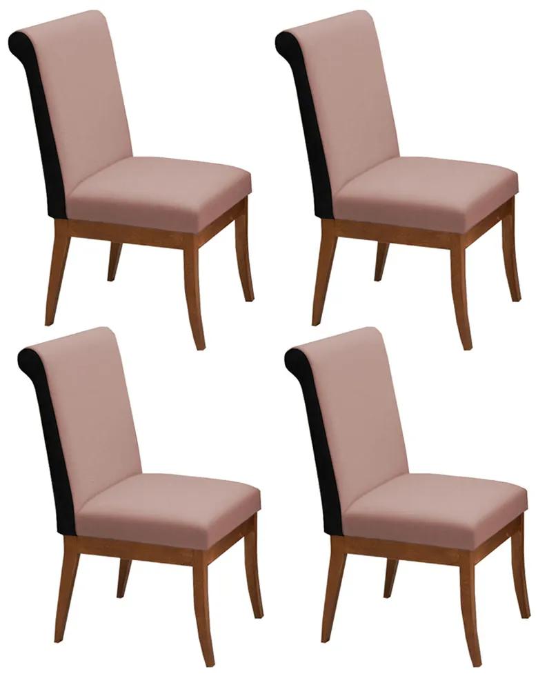 Conjunto 4 Cadeiras Larissa Veludo Crepe + Couríssimo Preto