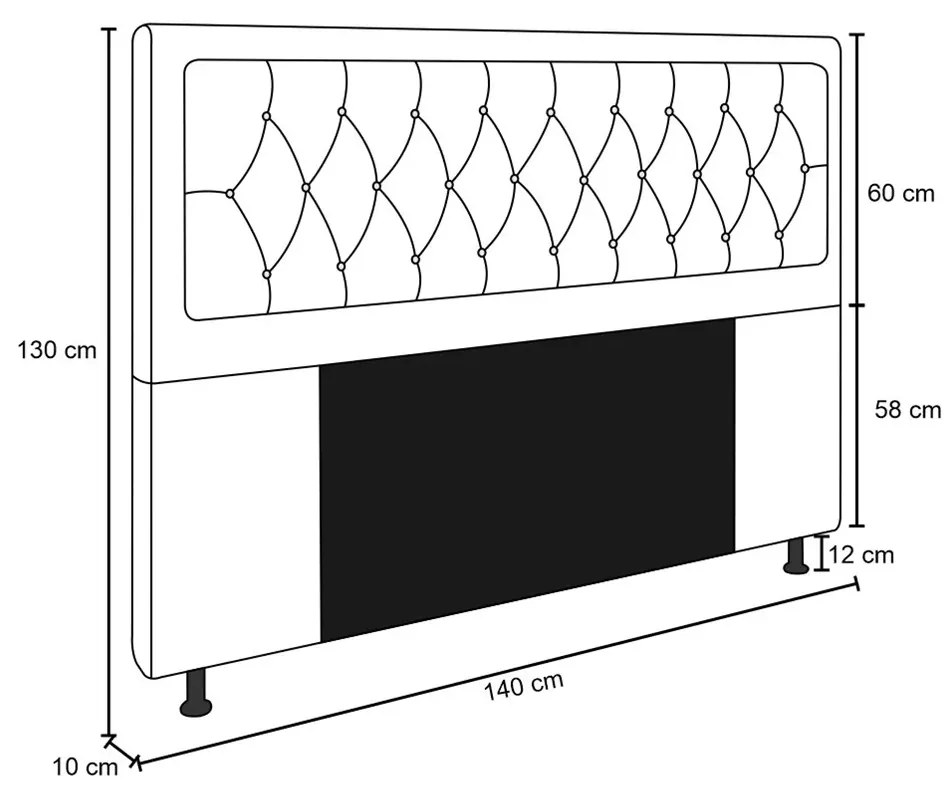 Cabeceira Turquesa Para Cama Box Casal 140 cm Linho Cinza - D'Rossi