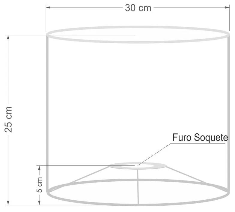 Cúpula abajur e luminária cilíndrica vivare cp-8012 Ø30x25cm - bocal europeu - Rustico-Bege