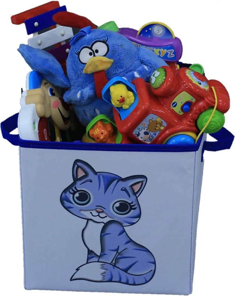 Caixa Organizadora de Brinquedos Organibox Gatinha Branco/Azul