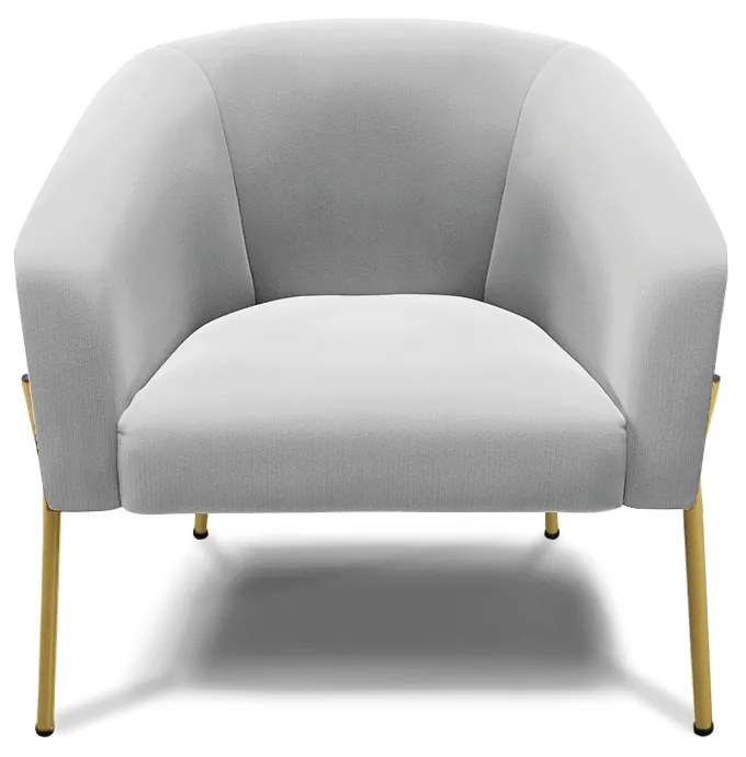 Poltrona Decorativa Pé de Ferro Dourado Kit 2 Stella Suede Cinza D03 - D'Rossi